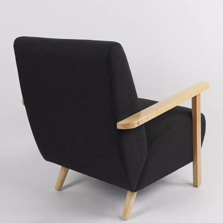 Πολυθρόνα ArteLibre GREVILLEA Μαύρο/Φυσικό Ύφασμα/Ξύλο 82x70.5x85cm