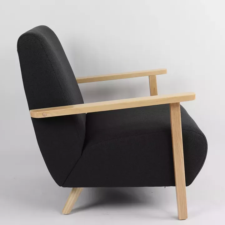 Πολυθρόνα ArteLibre GREVILLEA Μαύρο/Φυσικό Ύφασμα/Ξύλο 82x70.5x85cm