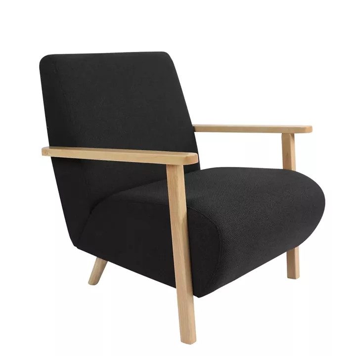 Πολυθρόνα ArteLibre GREVILLEA Μαύρο/Φυσικό Ύφασμα/Ξύλο 82x70.5x85cm