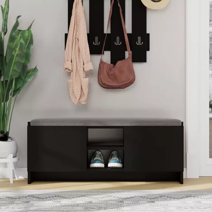 Παπουτσοθήκη Zulla Megapap από μελαμίνη χρώμα μαύρο 110x37x43εκ.