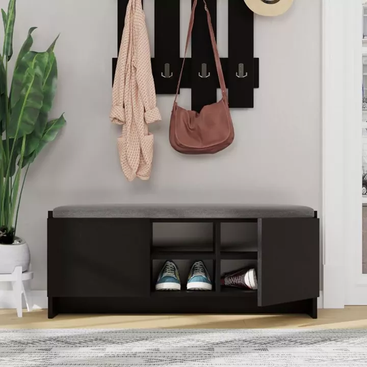 Παπουτσοθήκη Zulla Megapap από μελαμίνη χρώμα μαύρο 110x37x43εκ.