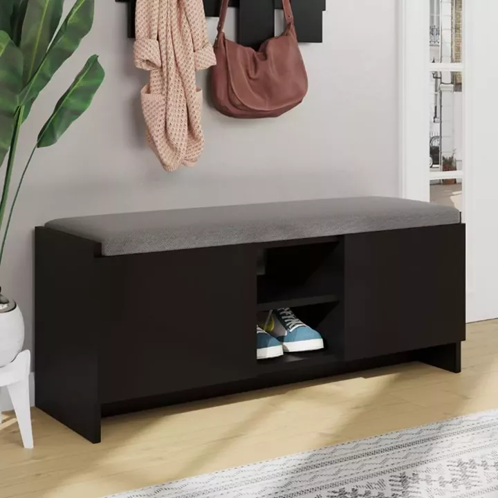 Παπουτσοθήκη Zulla Megapap από μελαμίνη χρώμα μαύρο 110x37x43εκ.