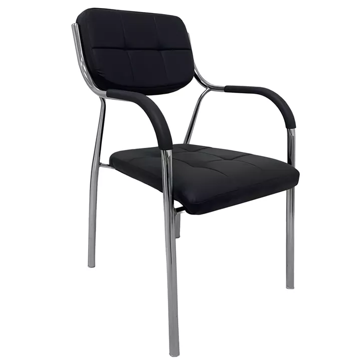Καρέκλα Επισκέπτη GUESTEASE Μαύρο/Χρώμιο PU/Μέταλλο 48x41x87cm