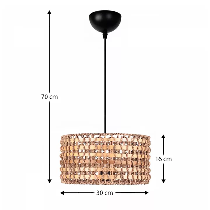 Φωτιστικό οροφής Palmela Megapap E27 από σχοινί μονόφωτο χρώμα φυσικό Ø30x70εκ.