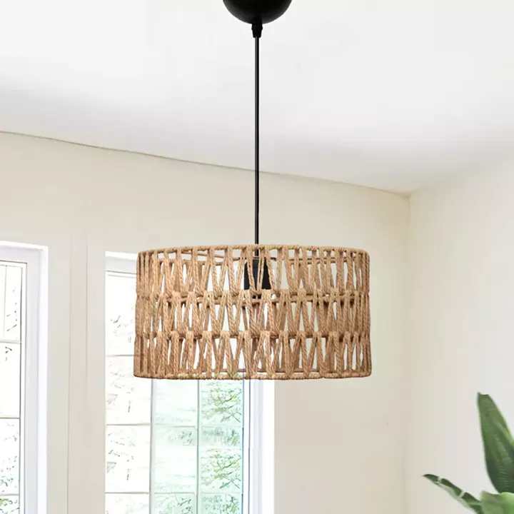 Φωτιστικό οροφής Sarkiz Megapap E27 από σχοινί μονόφωτο χρώμα φυσικό Ø30x70εκ.