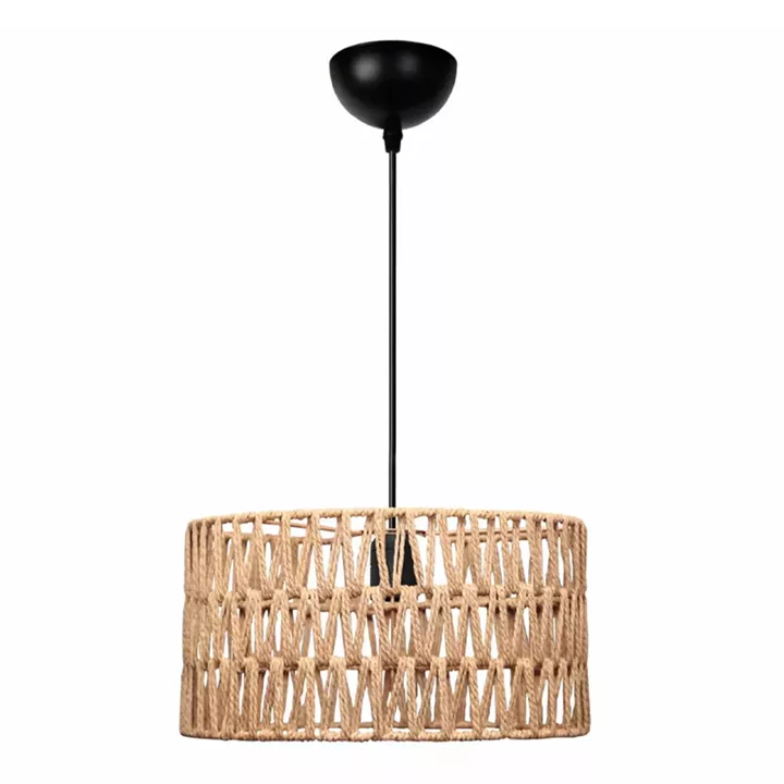 Φωτιστικό οροφής Sarkiz Megapap E27 από σχοινί μονόφωτο χρώμα φυσικό Ø30x70εκ.