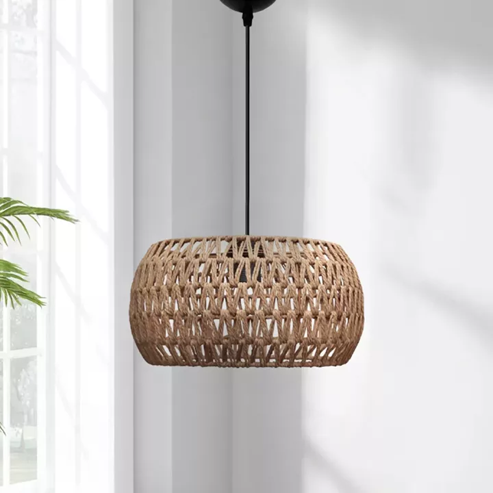 Φωτιστικό οροφής Miranda Megapap E27 από σχοινί μονόφωτο χρώμα φυσικό Ø30x70εκ.