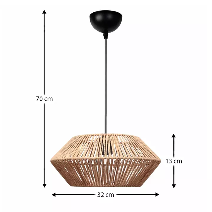 Φωτιστικό οροφής Castel Megapap E27 από σχοινί μονόφωτο χρώμα φυσικό Ø32x70εκ.