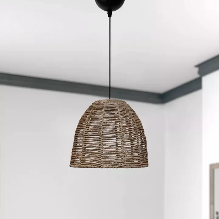 Φωτιστικό οροφής Cascais Megapap E27 από σχοινί μονόφωτο χρώμα φυσικό Ø31x70εκ.