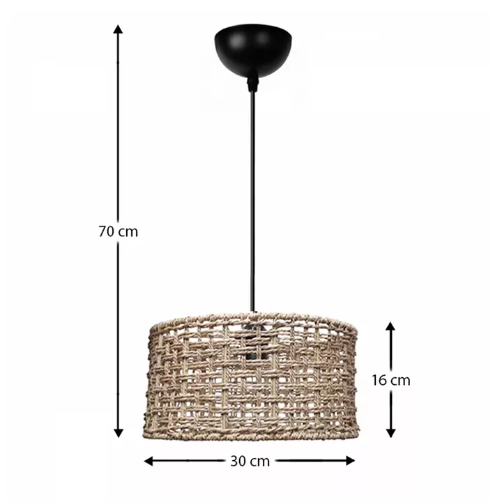 Φωτιστικό οροφής Montela Megapap E27 από σχοινί μονόφωτο χρώμα φυσικό Ø30x70εκ.