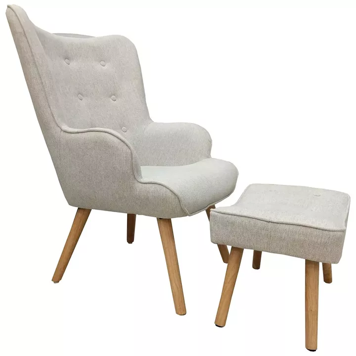 Πολυθρόνα ArteLibre AMARANTHUS Με Υποπόδιο Μπεζ 98x70x77cm