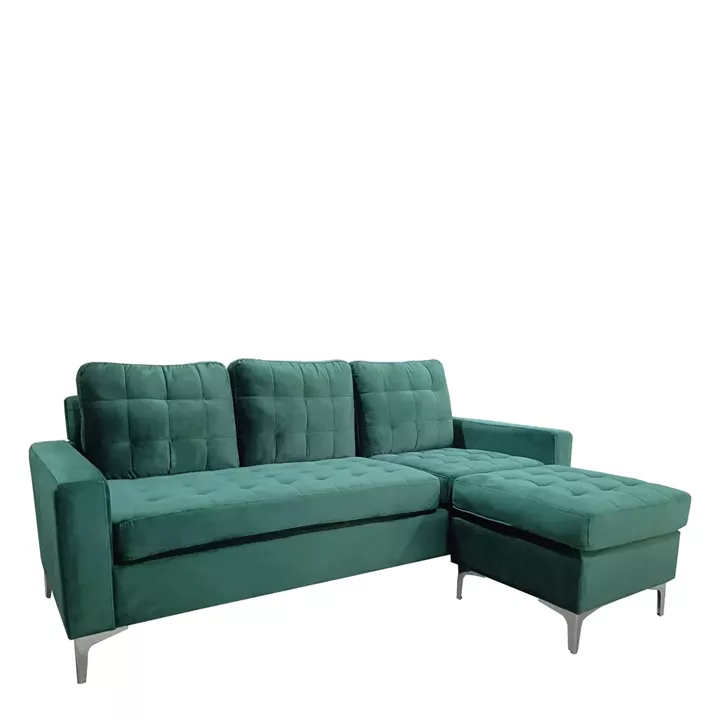 Καναπές Γωνιακός ArteLibre BLAZE Αναστρέψιμος Πράσινο Ύφασμα 190x128x82cm