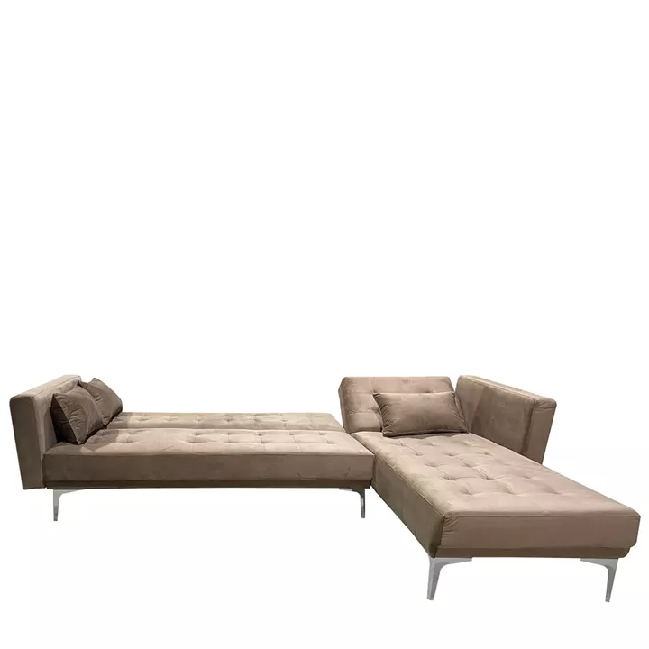 Καναπές Κρεβάτι Γωνιακός ArteLibre ARION Αναστρέψιμος Καφέ Ύφασμα 244x162x84cm