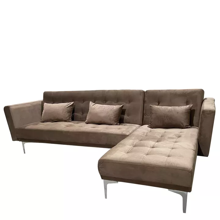 Καναπές Κρεβάτι Γωνιακός ArteLibre ARION Αναστρέψιμος Καφέ Ύφασμα 244x162x84cm