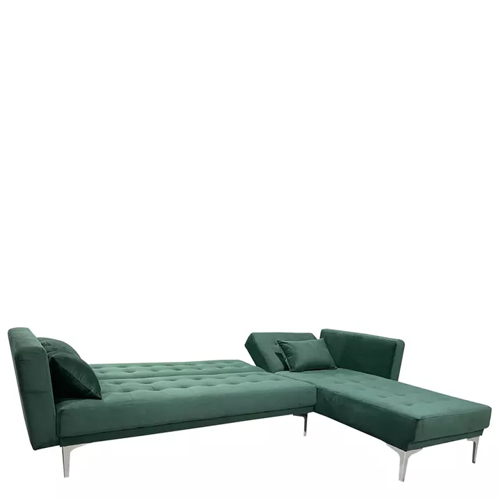 Καναπές Κρεβάτι Γωνιακός ArteLibre ARION Αναστρέψιμος Πράσινο Ύφασμα 244x162x84cm