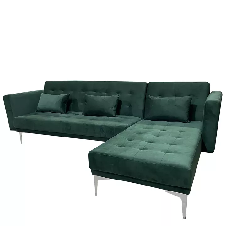 Καναπές Κρεβάτι Γωνιακός ArteLibre ARION Αναστρέψιμος Πράσινο Ύφασμα 244x162x84cm