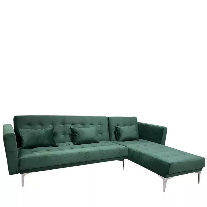 Καναπές Κρεβάτι Γωνιακός ArteLibre ARION Αναστρέψιμος Πράσινο Ύφασμα 244x162x84cm