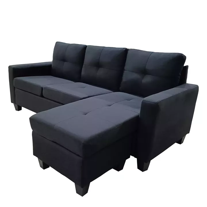 Καναπές Γωνιακός ArteLibre IDRIL Αναστρέψιμος Μαύρο Ύφασμα 205x162x84cm
