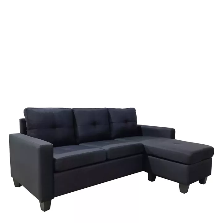 Καναπές Γωνιακός ArteLibre IDRIL Αναστρέψιμος Μαύρο Ύφασμα 205x162x84cm