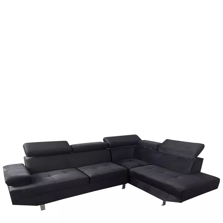 Καναπές Γωνιακός ArteLibre OZMA Μαύρο Ύφασμα 254x160x70cm