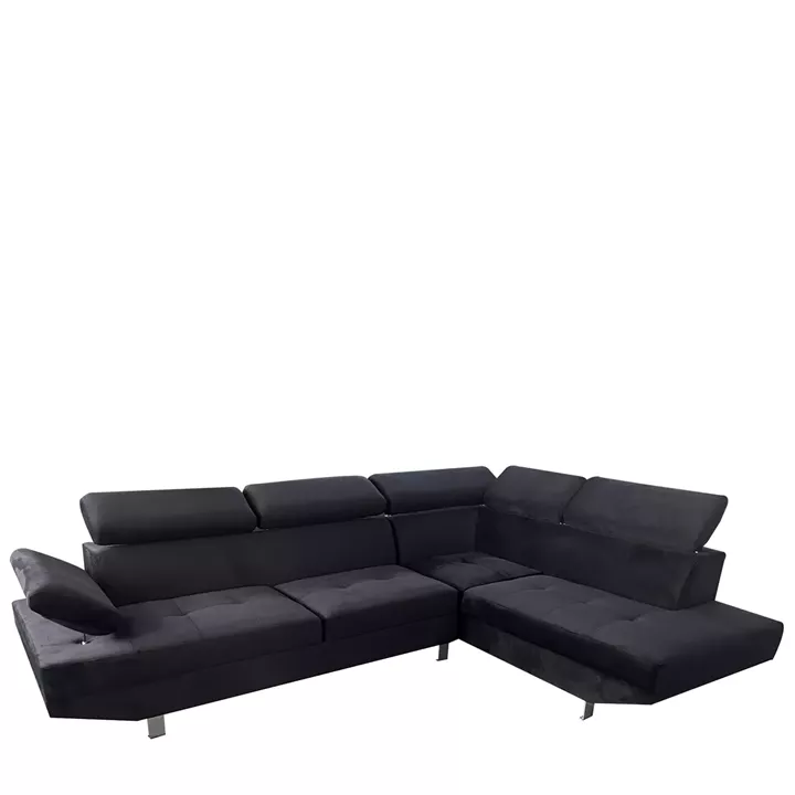 Καναπές Γωνιακός ArteLibre OZMA Μαύρο Ύφασμα 254x160x70cm