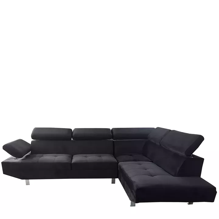 Καναπές Γωνιακός ArteLibre OZMA Μαύρο Ύφασμα 254x160x70cm