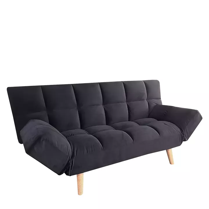 Καναπές Κρεβάτι Τριθέσιος ArteLibre ELVINA Μαύρο Ύφασμα 182x82x88cm