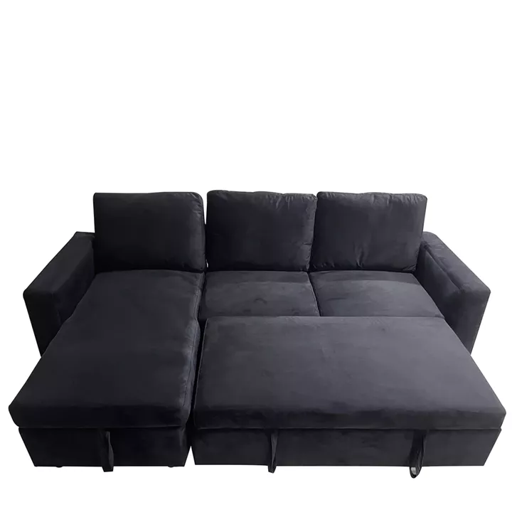 Καναπές Κρεβάτι Γωνιακός ArteLibre MATINEE Αναστρέψιμος Μαύρο Ύφασμα 220x155x81cm