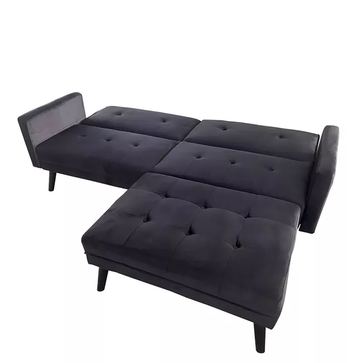 Καναπές Κρεβάτι Γωνιακός ArteLibre ALFVIN Μαύρο Ύφασμα 211x158x83cm