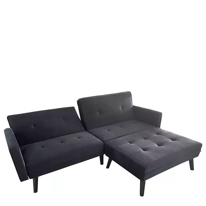 Καναπές Κρεβάτι Γωνιακός ArteLibre ALFVIN Μαύρο Ύφασμα 211x158x83cm
