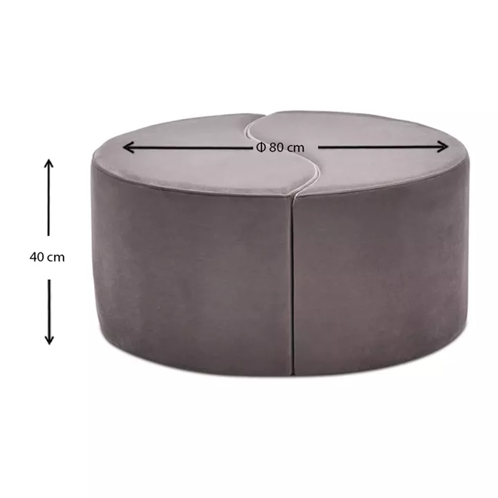 Σκαμπώ Alis Megapap βελούδινο χρώμα ανοιχτό γκρι 80x80x40εκ.