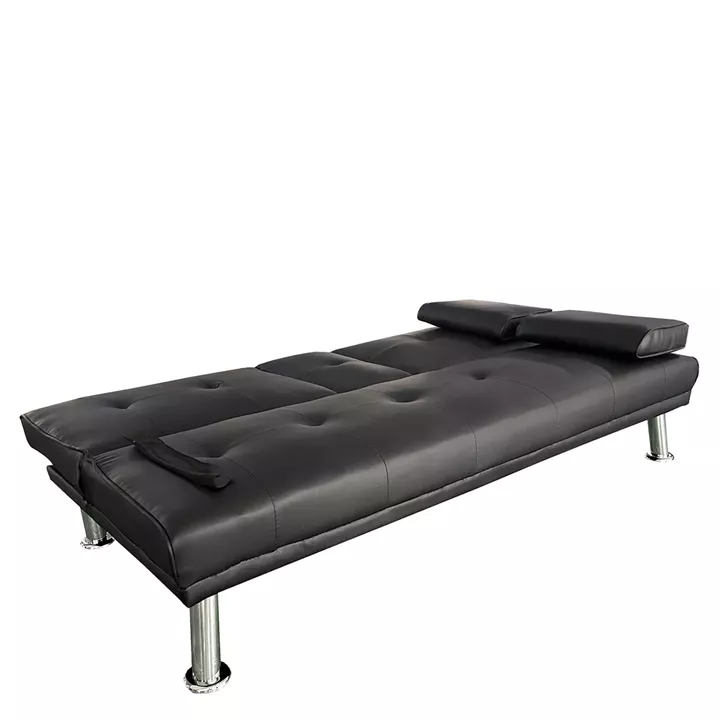 Καναπές Κρεβάτι Τριθέσιος ArteLibre ALFRED Μαύρο PU 164x76.5x79cm