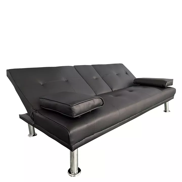 Καναπές Κρεβάτι Τριθέσιος ArteLibre ALFRED Μαύρο PU 164x76.5x79cm