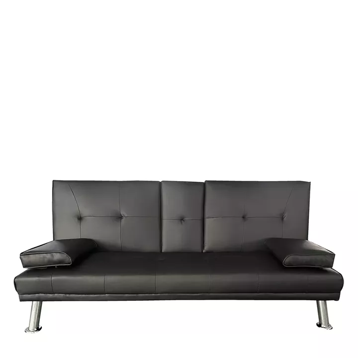 Καναπές Κρεβάτι Τριθέσιος ArteLibre ALFRED Μαύρο PU 164x76.5x79cm