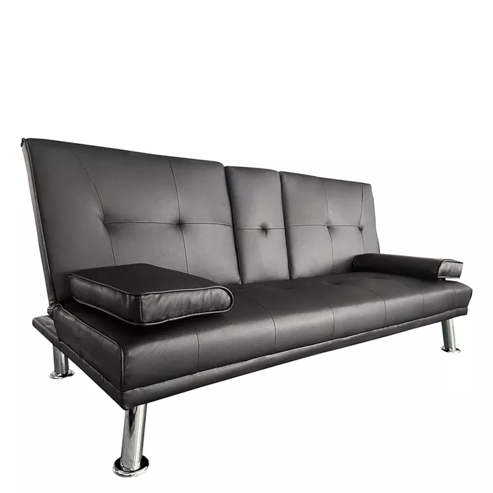 Καναπές Κρεβάτι Τριθέσιος ArteLibre ALFRED Μαύρο PU 164x76.5x79cm