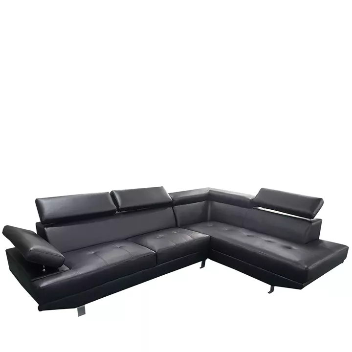 Καναπές Γωνιακός ArteLibre MASAL Μαύρο PU 280x185x85cm