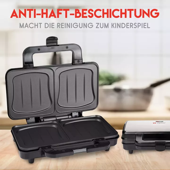 Συσκευή Σάντουιτς XL 900W Ανοξείδωτο Ατσάλι ALPINA