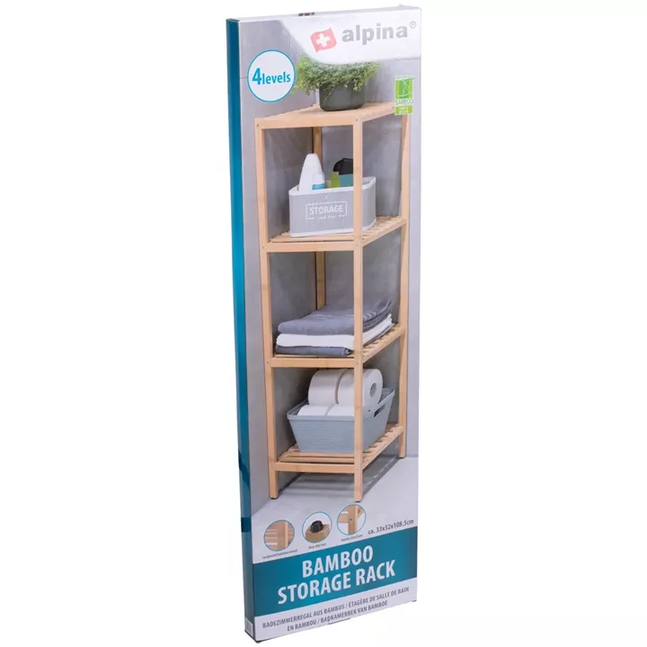 Ράφι Μπάνιου 4 Επιπέδων Μπαμπού ALPINA