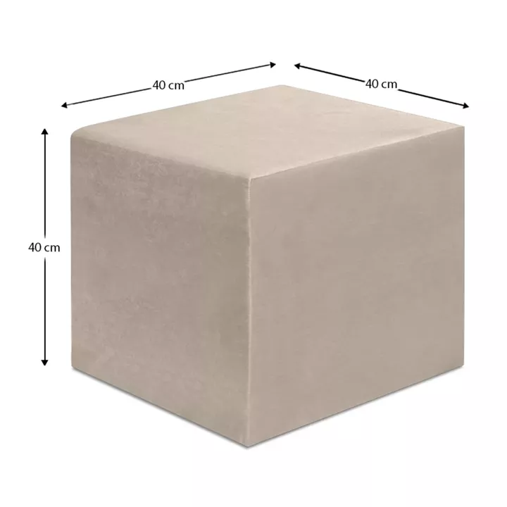 Σκαμπώ April Megapap βελούδινο χρώμα μπεζ 40x40x40εκ.