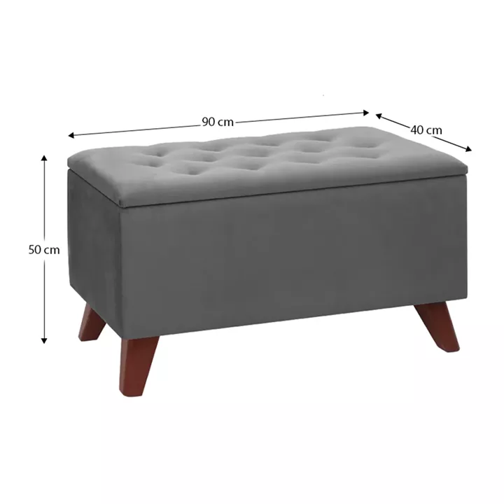 Σκαμπώ - Ταμπουρέ Lotus Megapap βελούδινο χρώμα γκρι 90x40x50εκ.