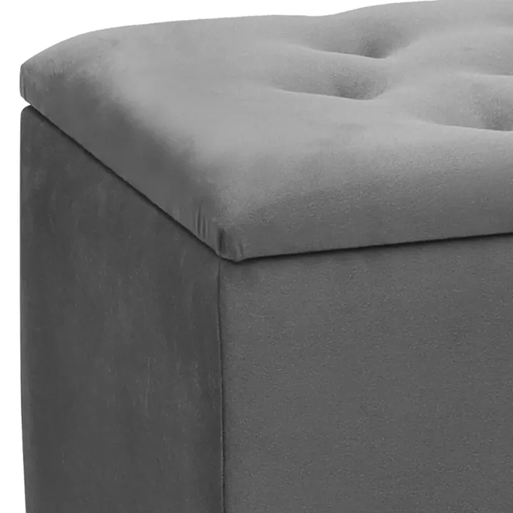 Σκαμπώ - Ταμπουρέ Lotus Megapap βελούδινο χρώμα γκρι 90x40x50εκ.