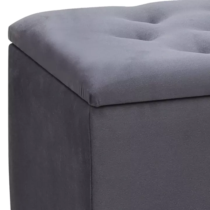 Σκαμπώ - Ταμπουρέ Lotus Megapap βελούδινο χρώμα ανθρακί 90x40x50εκ.