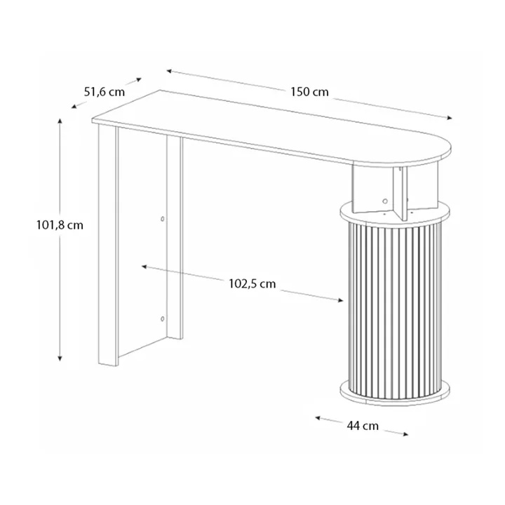 Τραπέζι μπαρ Bohema Megapap χρώμα sepet oak - ivory 150x51,6x101,8εκ.