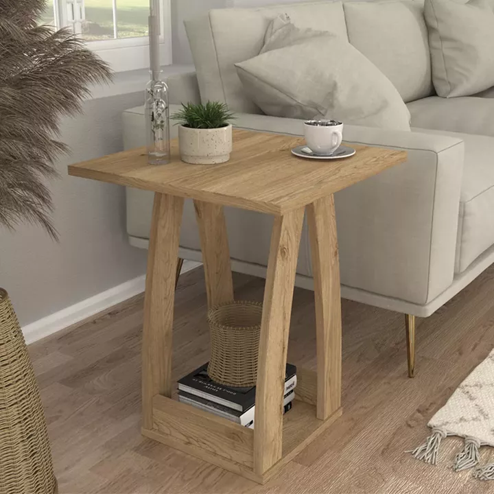 Τραπεζάκι βοηθητικό - Κομοδίνο Deros Megapap χρώμα sepet oak 45x45x56εκ.