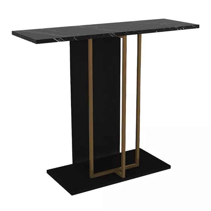 Κονσόλα Brandy Megapap χρώμα μαύρο - μαύρο εφέ μαρμάρου - χρυσό 90x29,6x76,8εκ.