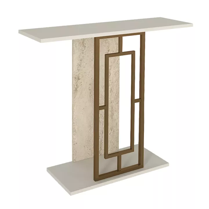 Κονσόλα Alderas Megapap χρώμα λευκό - travertine - χρυσό 90x29,6x76,8εκ.