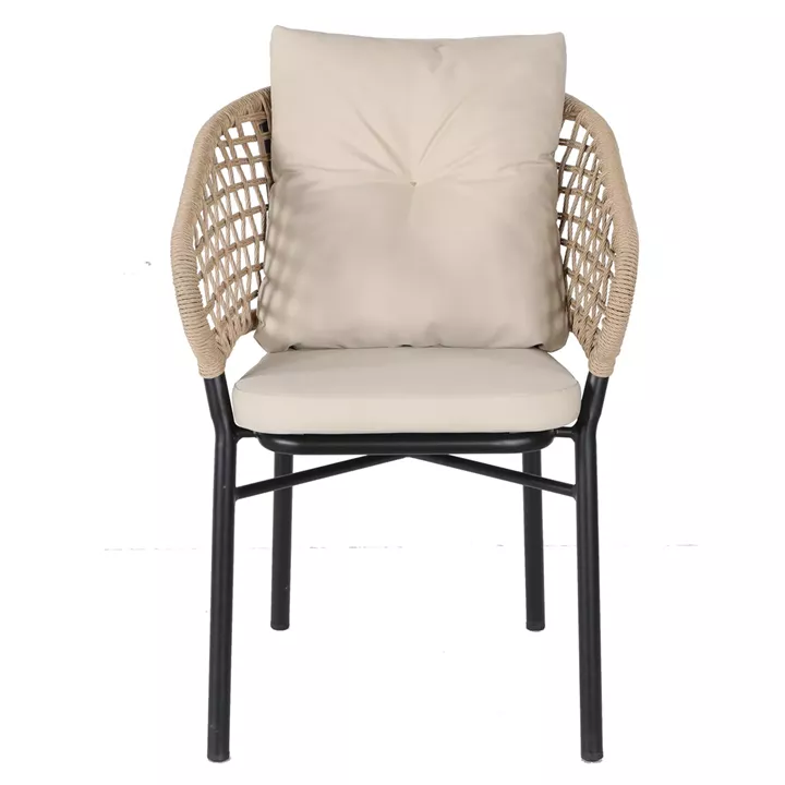 Πολυθρόνα Κήπου ArteLibre ANHUR Με Μαξιλάρια Μαύρο/Καφέ Αλουμίνιο/Rattan 60x58x84cm