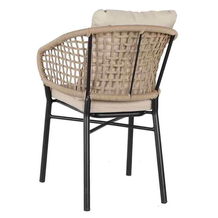 Πολυθρόνα Κήπου ArteLibre ANHUR Με Μαξιλάρια Μαύρο/Καφέ Αλουμίνιο/Rattan 60x58x84cm