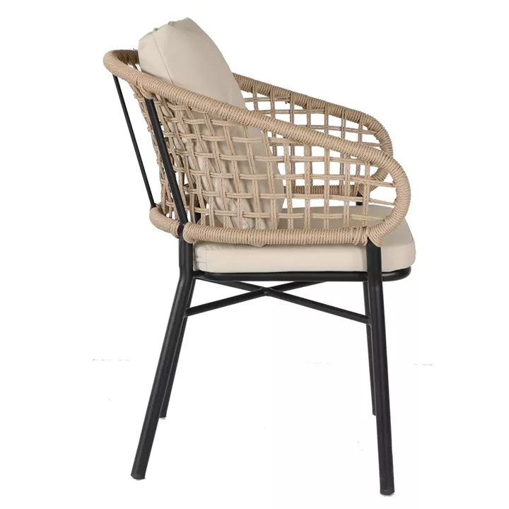 Πολυθρόνα Κήπου ArteLibre ANHUR Με Μαξιλάρια Μαύρο/Καφέ Αλουμίνιο/Rattan 60x58x84cm