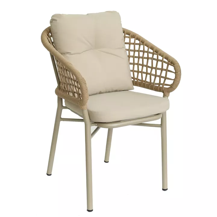 Πολυθρόνα Κήπου ArteLibre ANHUR Με Μαξιλάρια Μπεζ/Καφέ Αλουμίνιο/Rattan 60x58x84cm